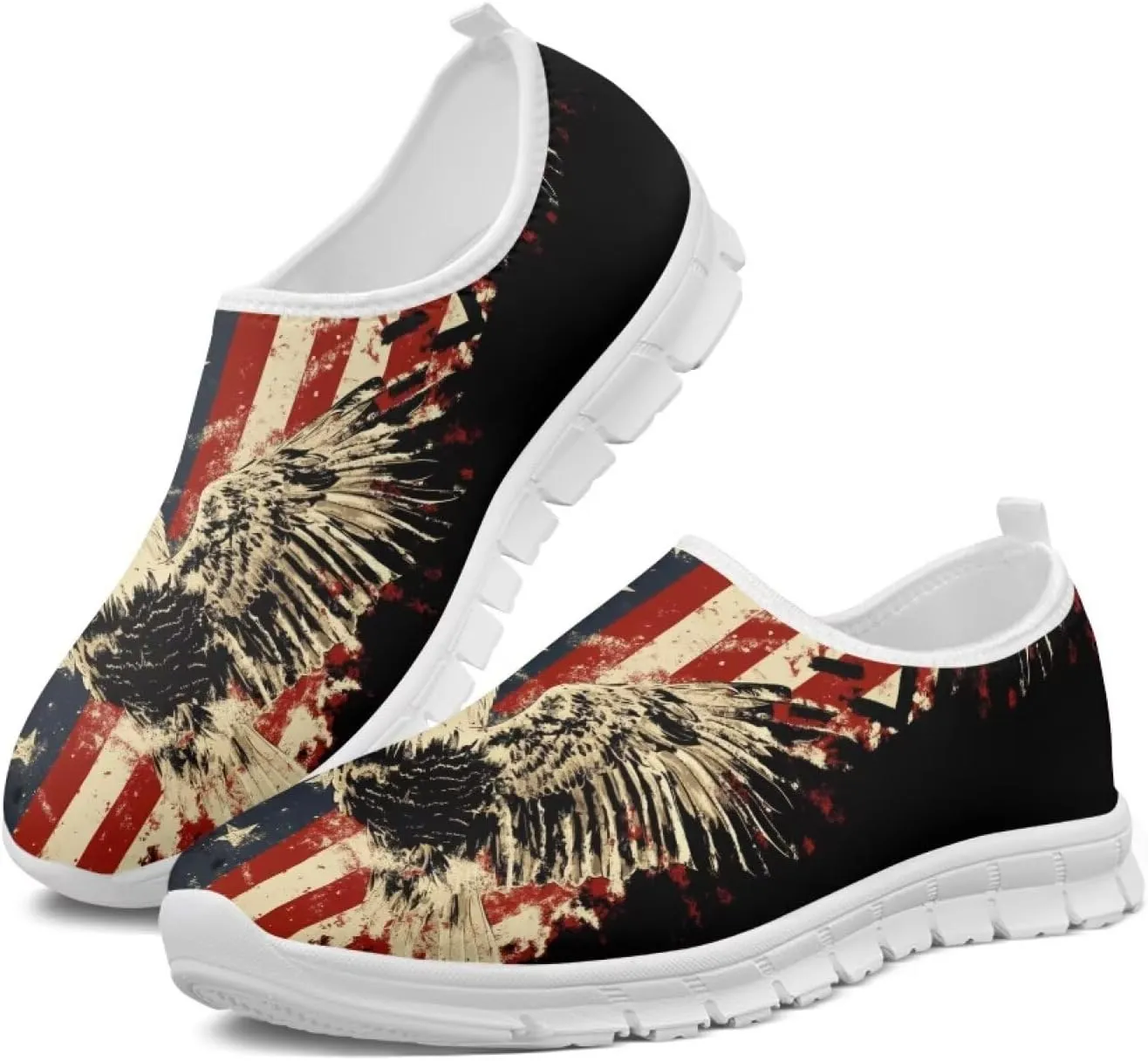 Mens Slip On Walking Shoes Casual Lightweight Outdoor Running Sneakers Elastic Non Slip Workout Fitness Loafers Size 5-14 White Sole