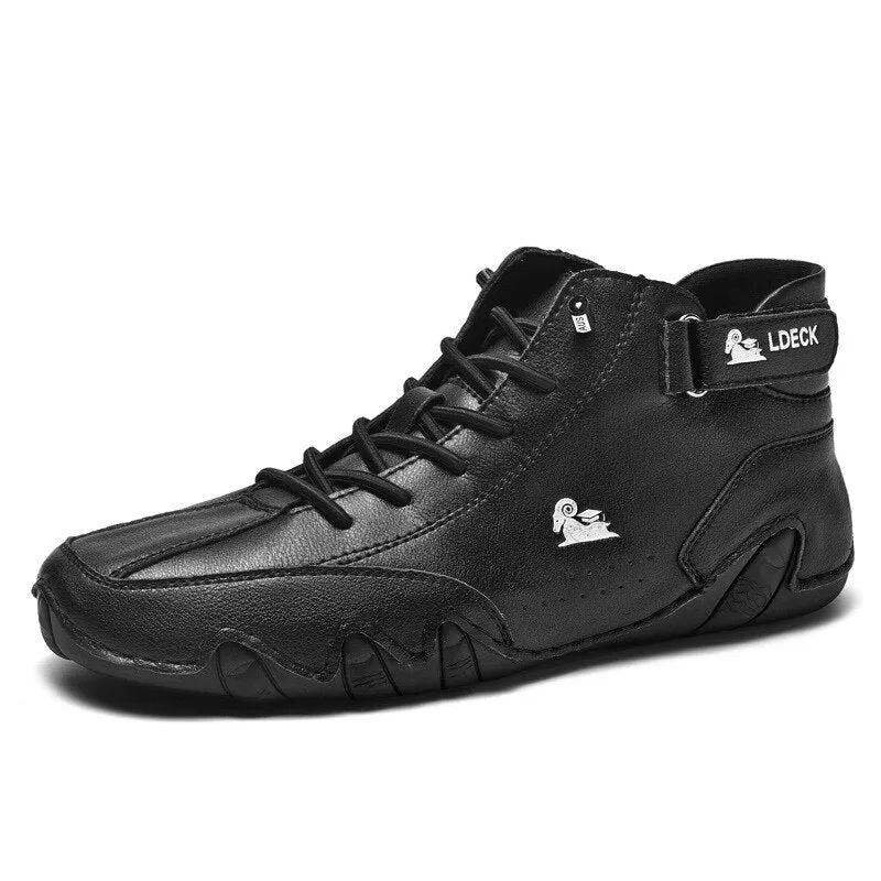 Men's Winter Casual Boots: Waterproof Motorcycle Shoes, High-Top Sneakers, Luxury Footwear