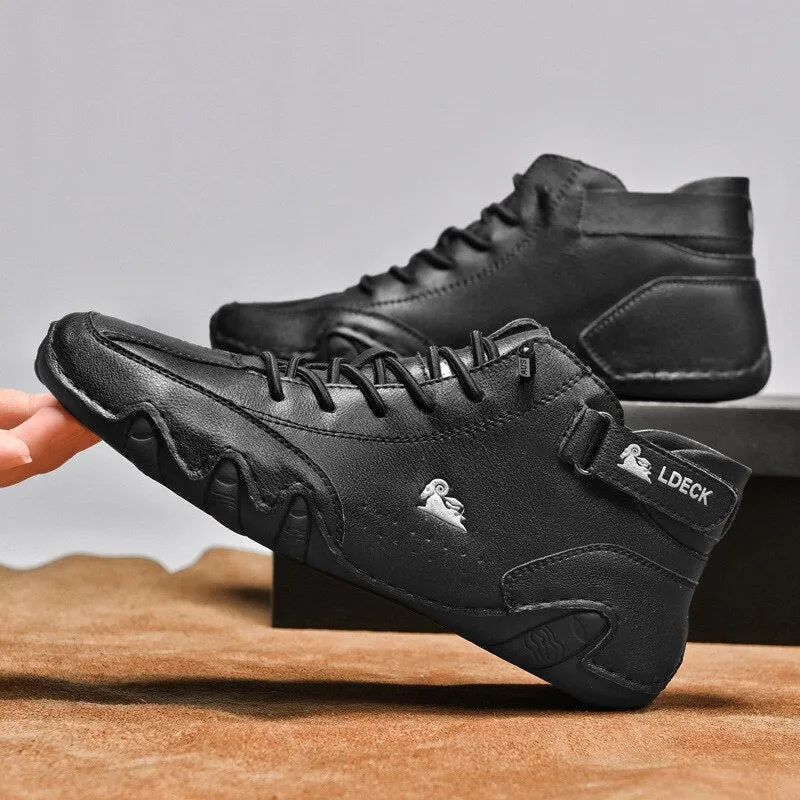 Men's Winter Casual Boots: Waterproof Motorcycle Shoes, High-Top Sneakers, Luxury Footwear