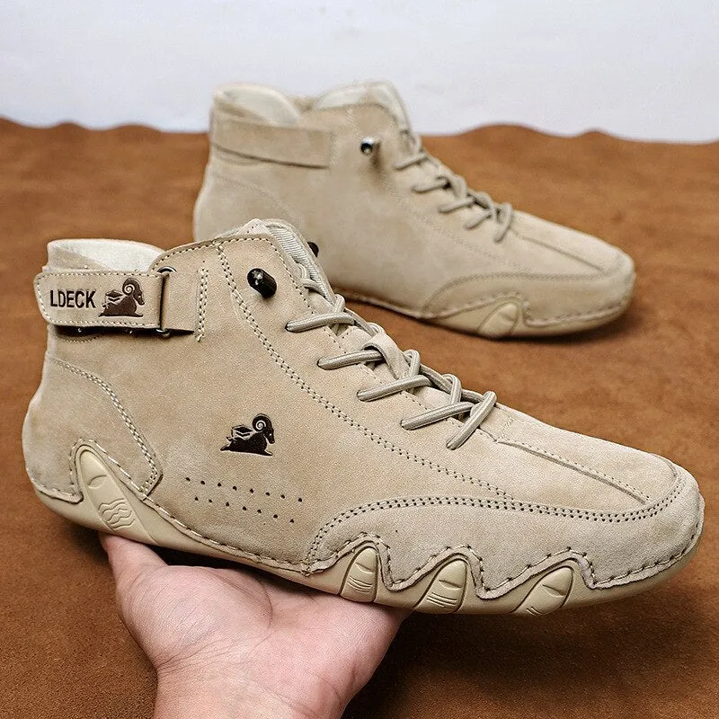 Men's Winter Casual Boots: Waterproof Motorcycle Shoes, High-Top Sneakers, Luxury Footwear
