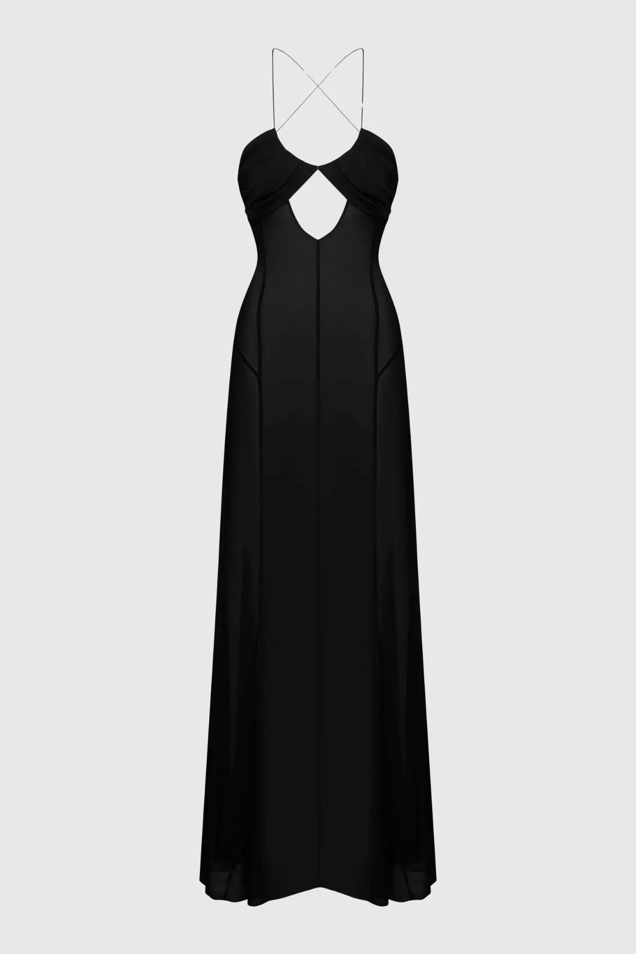 Natane Chiffon Cutout Backless Maxi Dress - Black