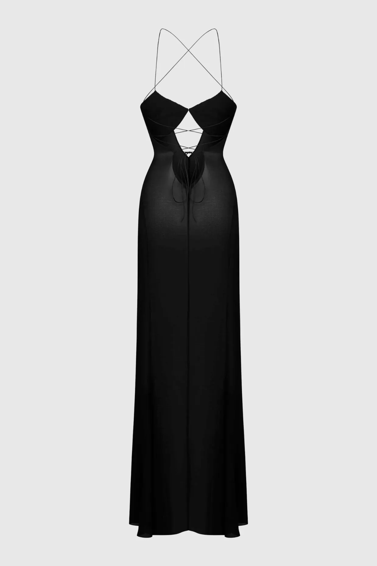 Natane Chiffon Cutout Backless Maxi Dress - Black