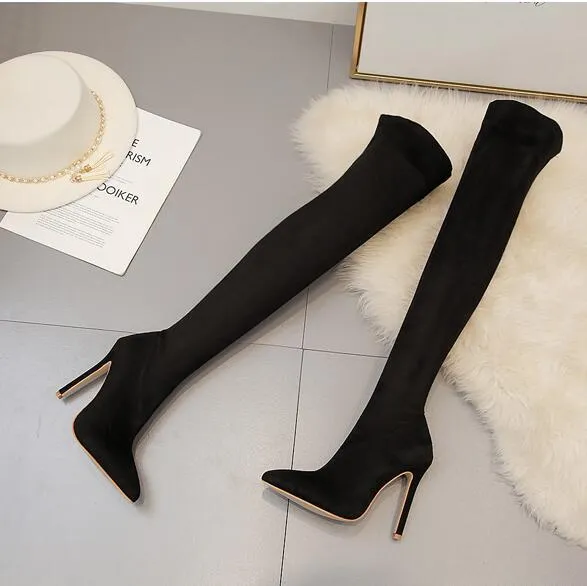 New Thin Heel Long Tube Elastic Knee Boots