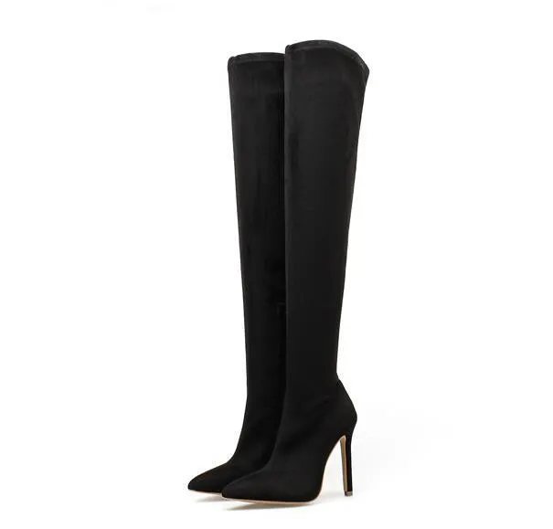 New Thin Heel Long Tube Elastic Knee Boots