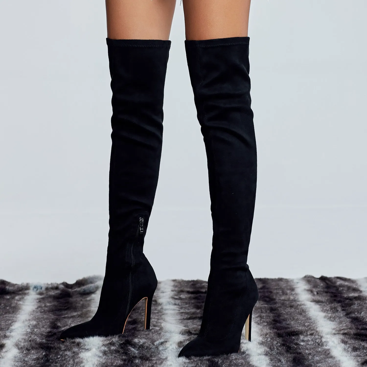 New Thin Heel Long Tube Elastic Knee Boots
