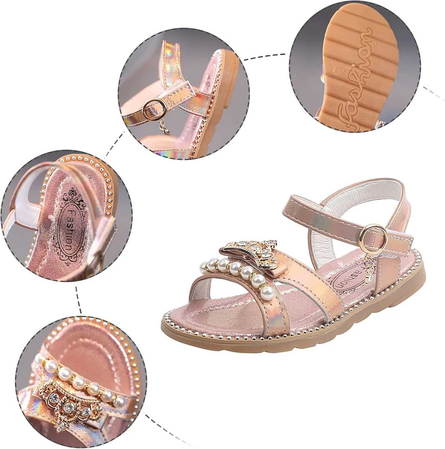 Open Toe Sandals for Toddler Boys, Girls Beach Walking Sandals Summer Flat Dress Sandals Shoes Toddler/Little Kid (Pink, 3-3.5 Years)
