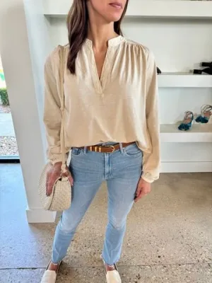 Parchment Maya V-Neck Top