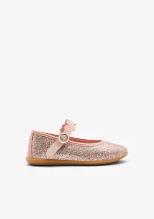 Pink Glitter Strip Ballerinas