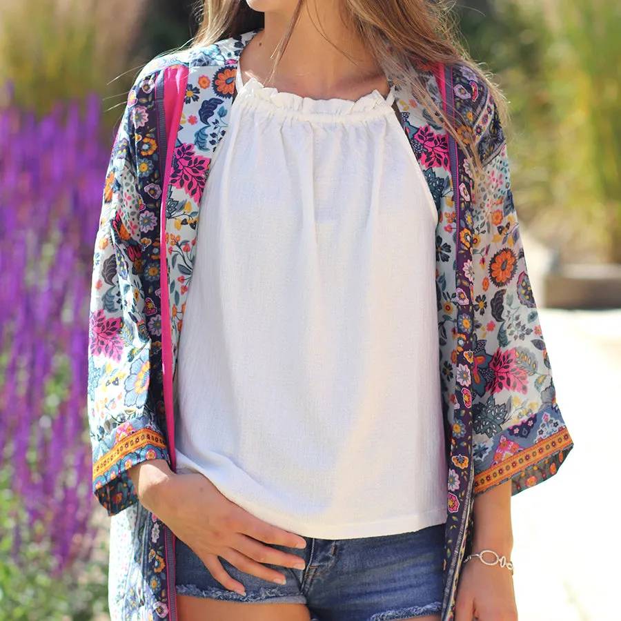 Pink/Black Mix Longer Length Kimono