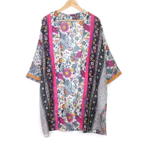 Pink/Black Mix Longer Length Kimono