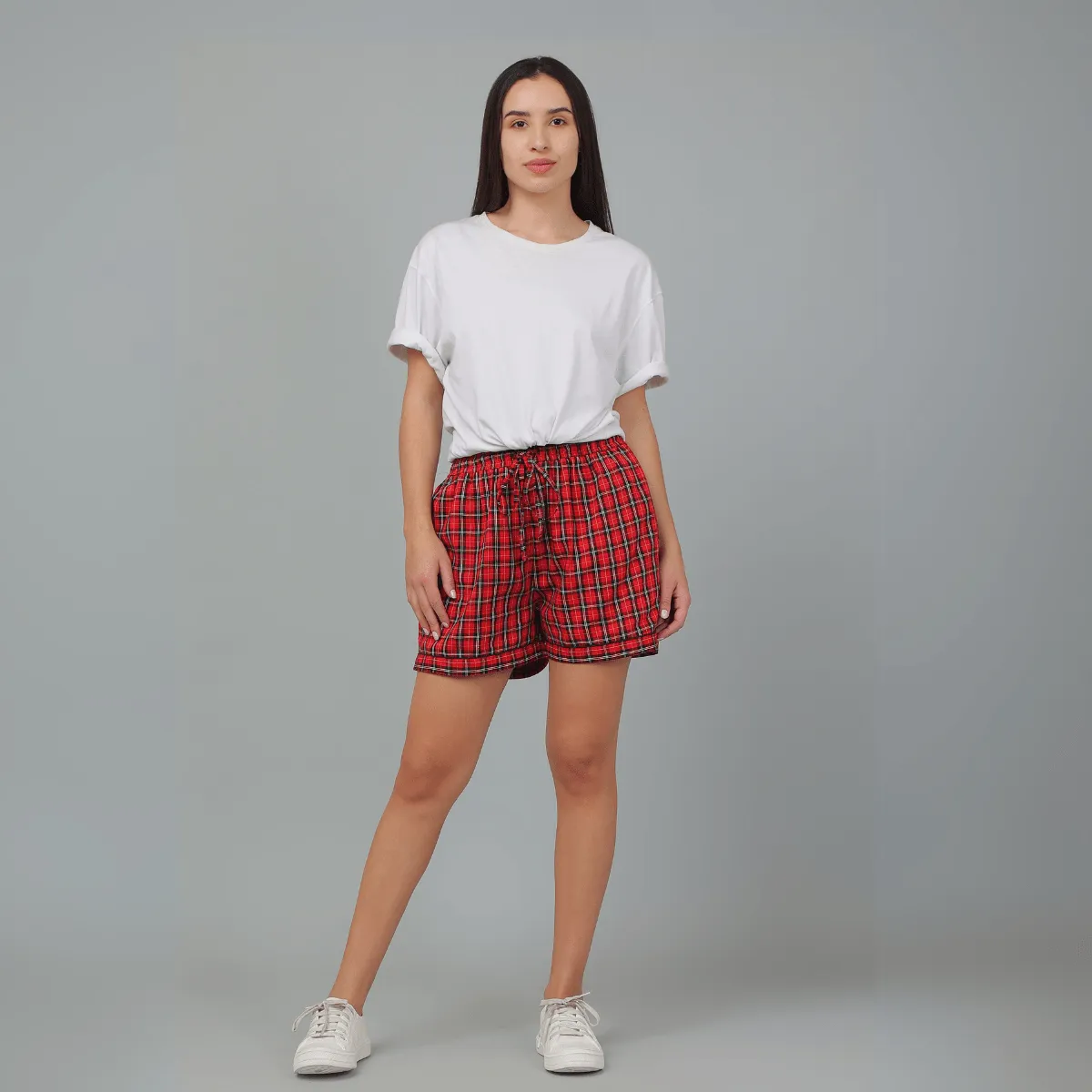 Red Cotton Lounge Shorts – Christmas Edition