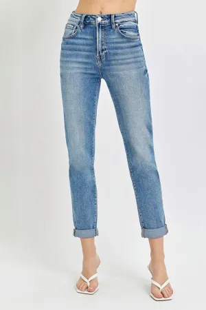 Risen High Rise Ankle Skinny Roll Up Jeans