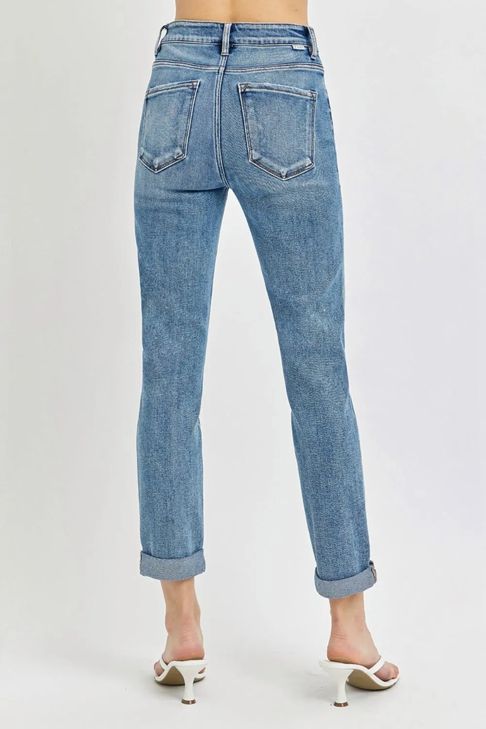 Risen High Rise Ankle Skinny Roll Up Jeans
