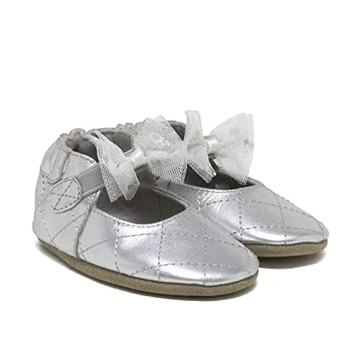 Robeez Baby Soft Soles, Slip-Resistant Crib Shoes, Winnie Silver, 18-24M