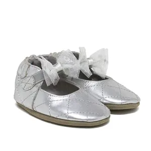 Robeez Baby Soft Soles, Slip-Resistant Crib Shoes, Winnie Silver, 18-24M