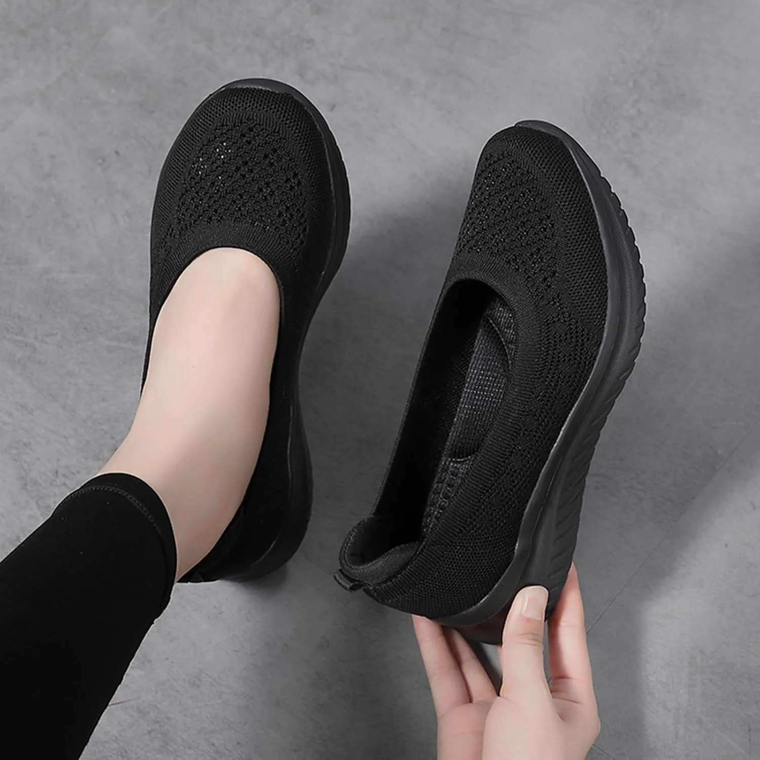Semshedy Women's Nusing Flats Slip On Platform Walking Shoes Lightweight No Lace Sneakers