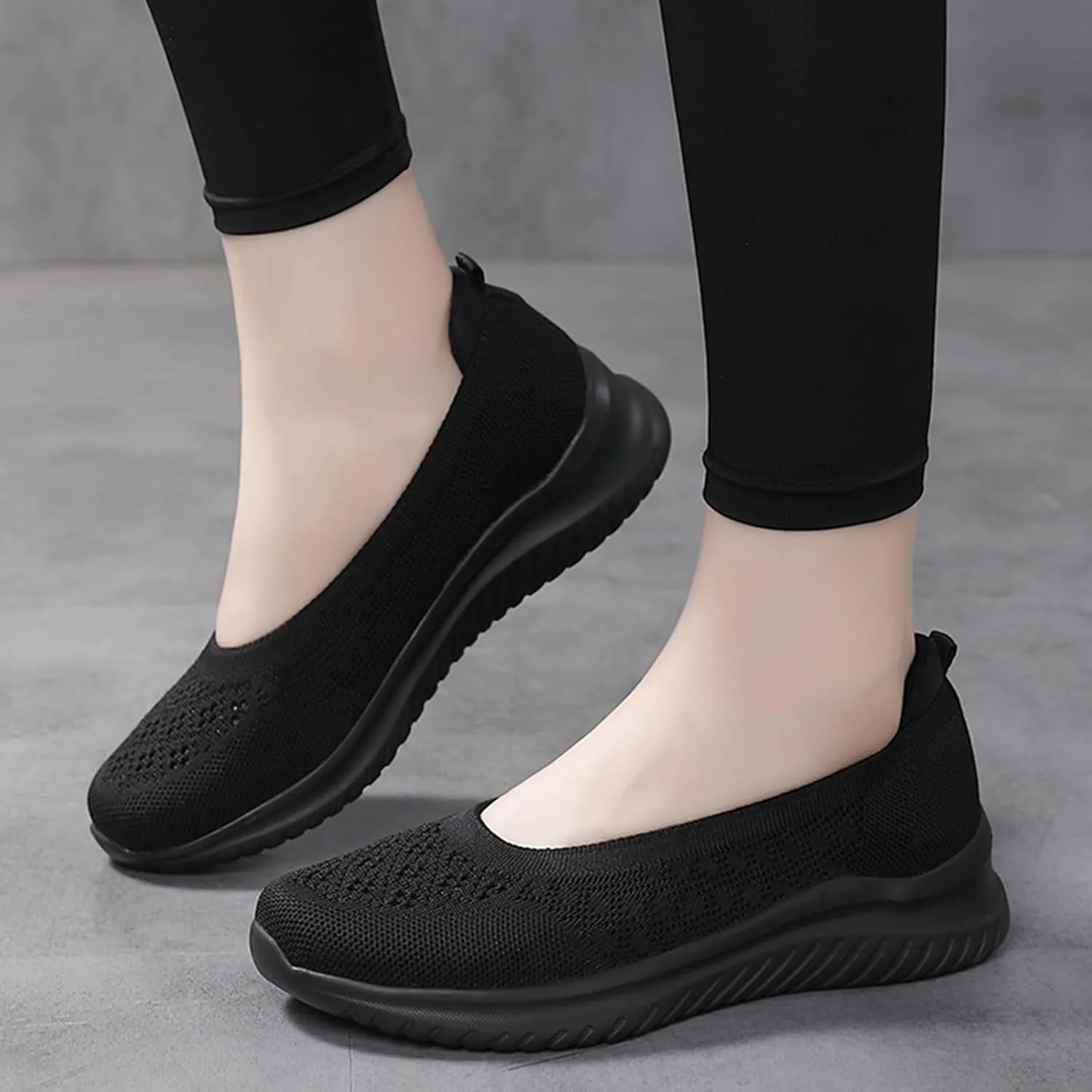 Semshedy Women's Nusing Flats Slip On Platform Walking Shoes Lightweight No Lace Sneakers