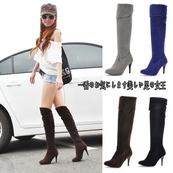 Side Zip Stiletto High Heel Knee Long Knight Boots