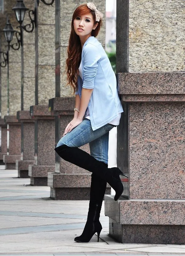 Side Zip Stiletto High Heel Knee Long Knight Boots