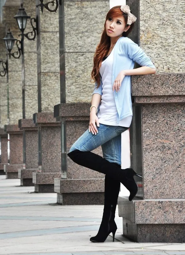 Side Zip Stiletto High Heel Knee Long Knight Boots