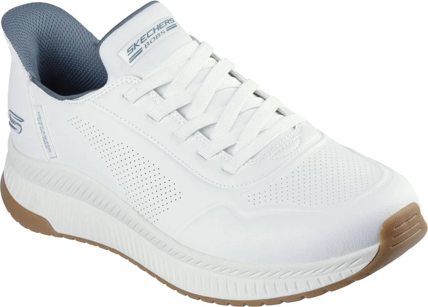 Skechers - Mens Bobs Sport Squad 4 - Direct Step Slip On Shoes, Color White, Size: 11.5 W US