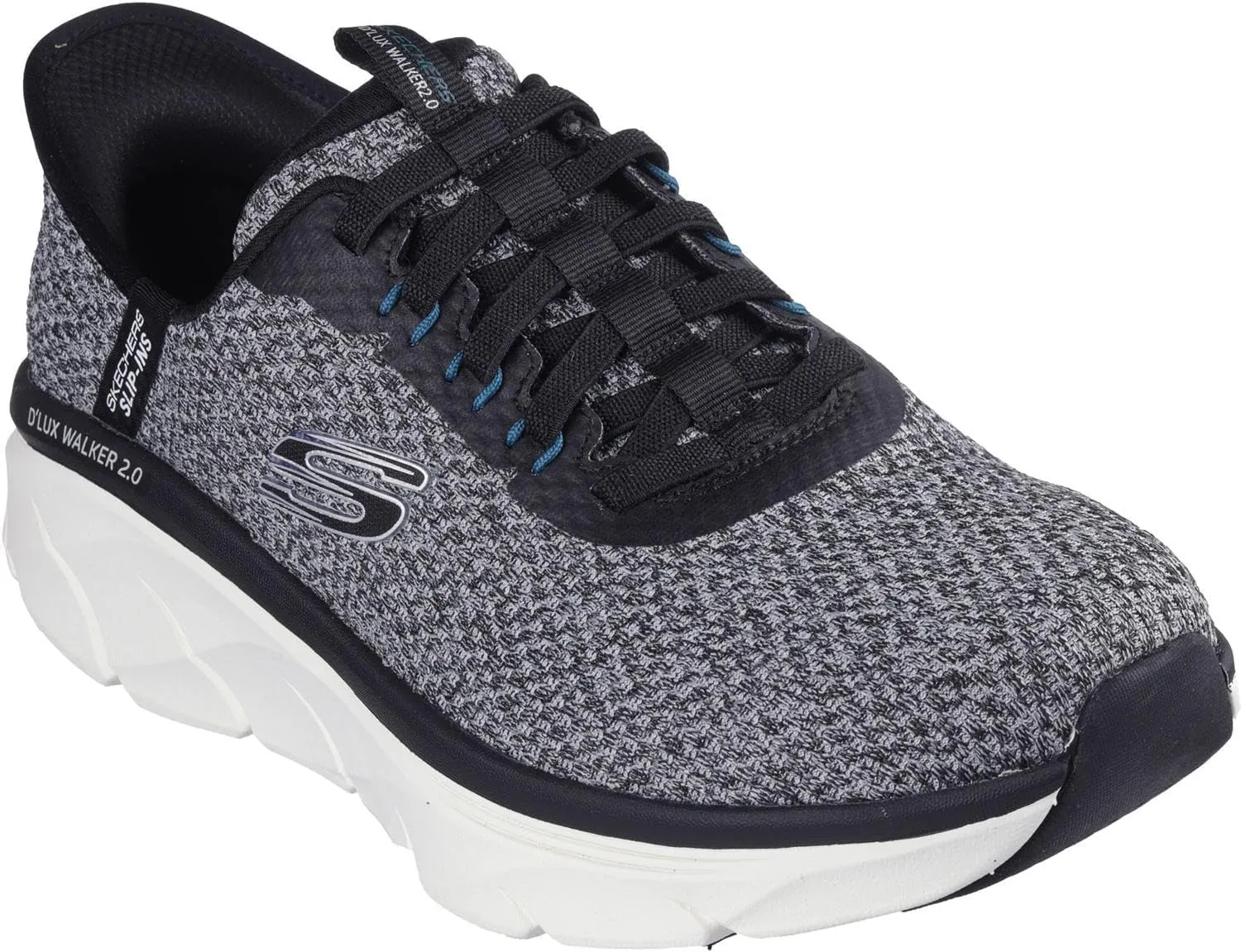 Skechers - Mens D'Lux Walker 2.0 - Taurrel Slip On Shoes, Color White/Black, Size: 8 XW US