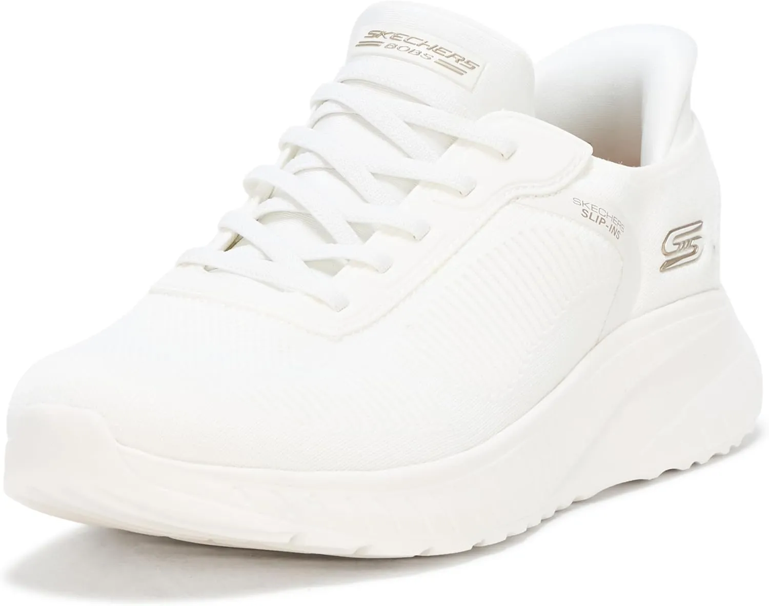 Skechers Women's Hands Free Slip-INS BOBS Squad Chaos-Current Muse Sneaker, Off White, 5