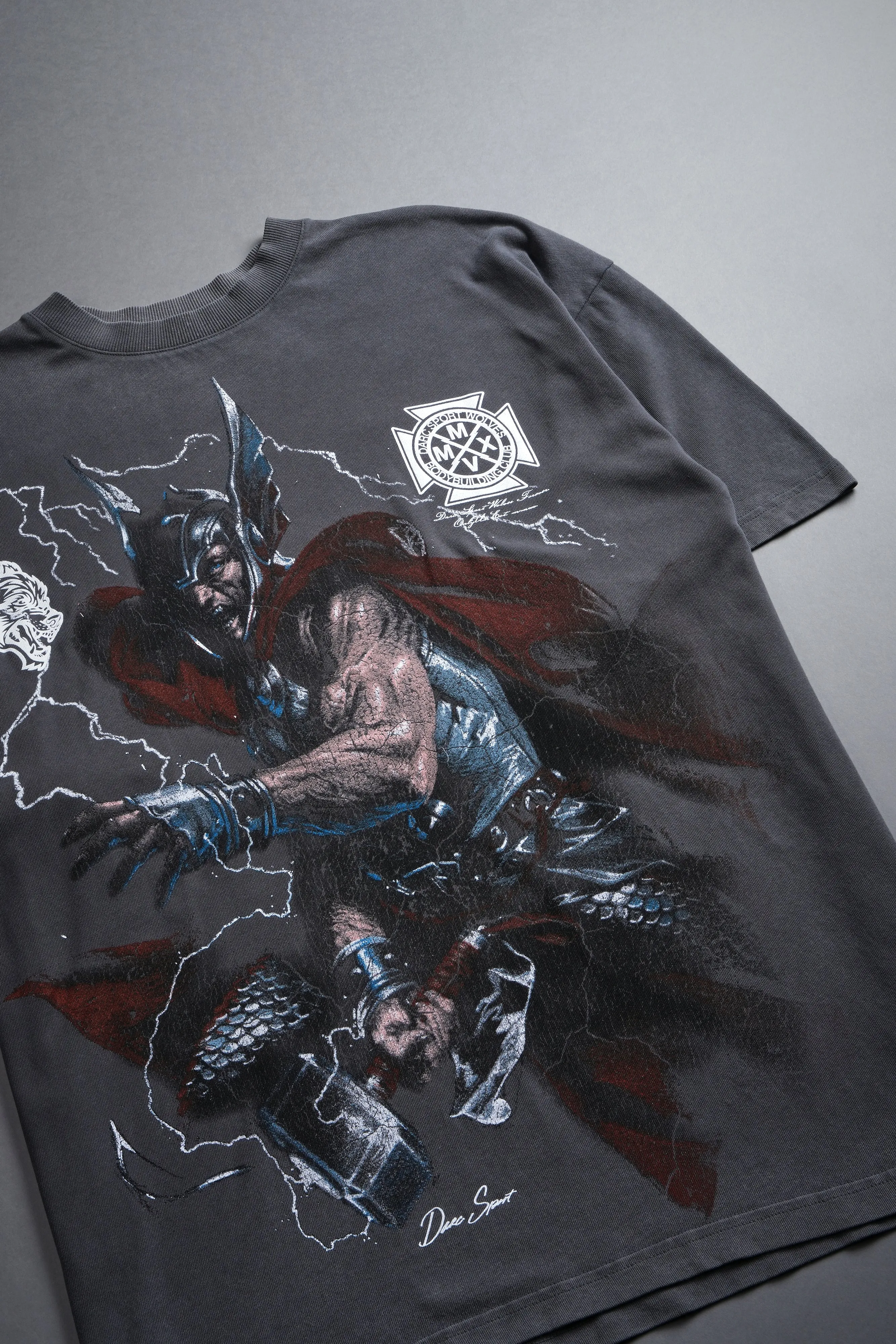 Son Of Odin "Premium" Oversized Tee in Wolf Gray