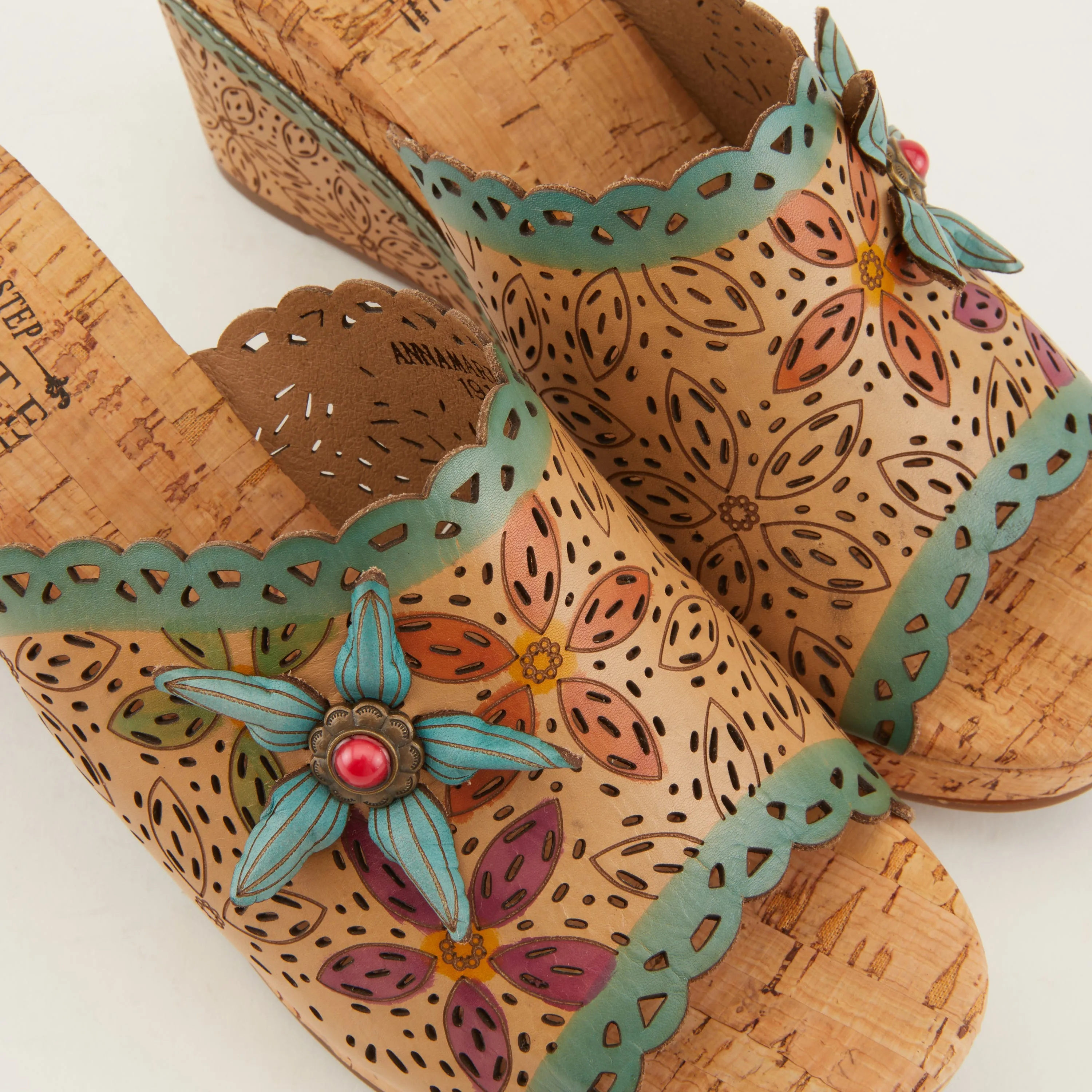 Spring Step Shoes L'Artiste Annamaria Slide Sandals Women's Hand Painted Leather