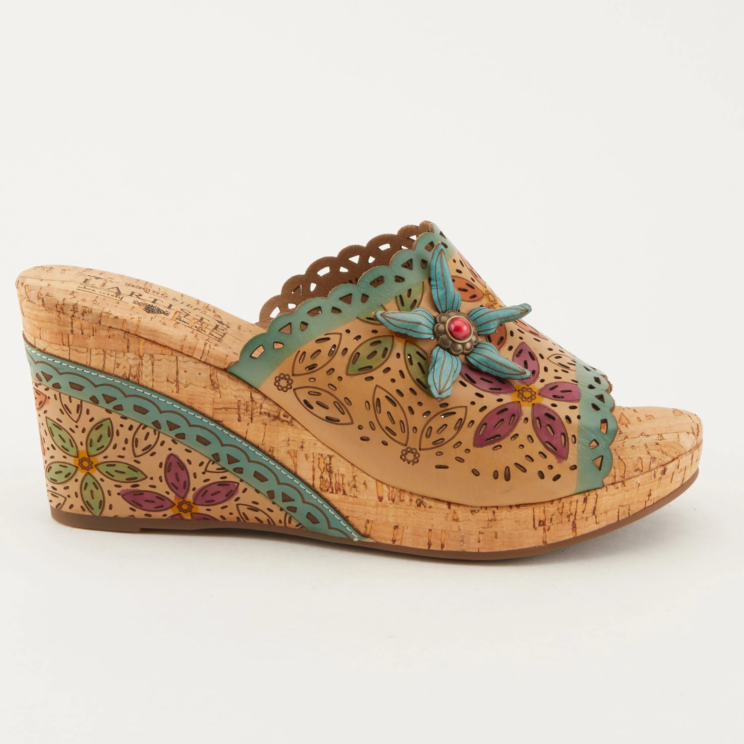 Spring Step Shoes L'Artiste Annamaria Slide Sandals Women's Hand Painted Leather