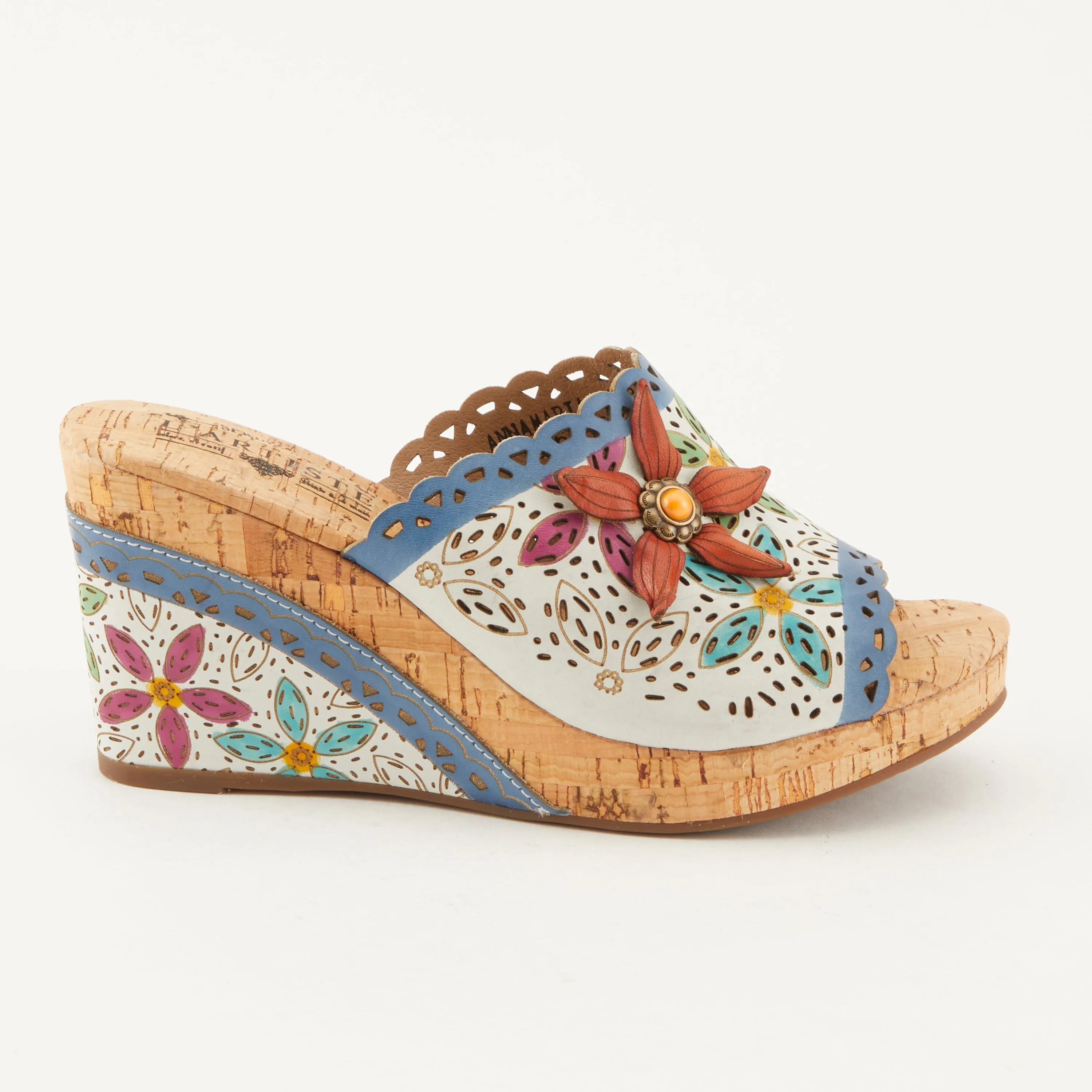 Spring Step Shoes L'Artiste Annamaria Slide Sandals Women's Hand Painted Leather