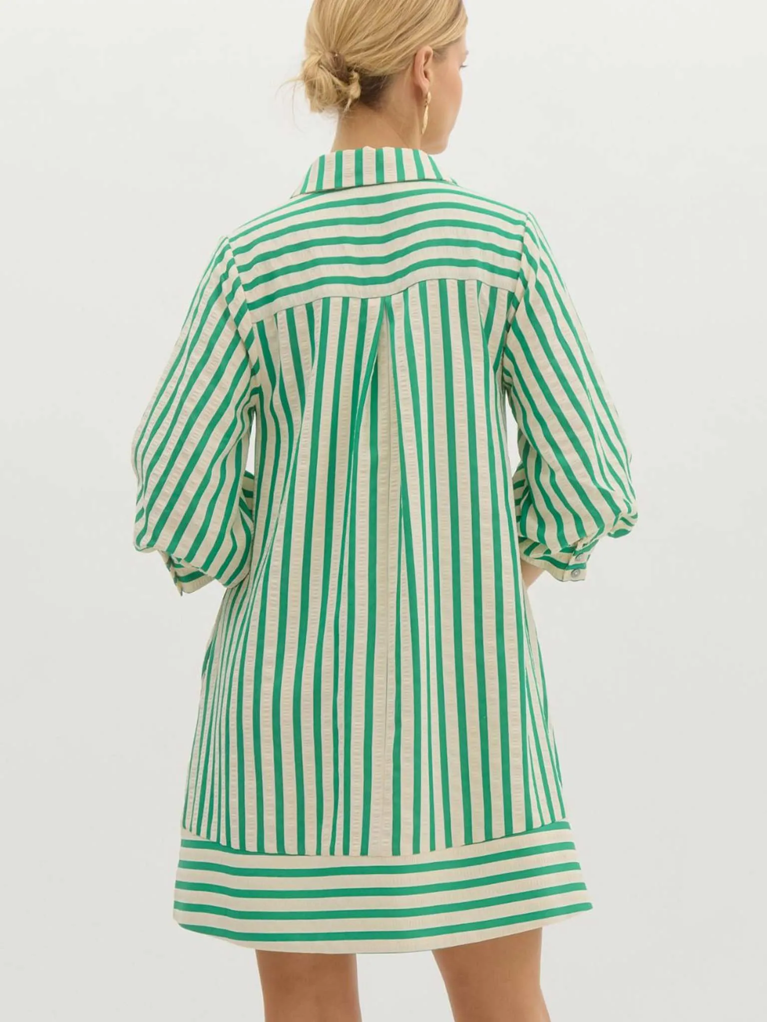 Striped Seersucker Pullover Mini Dress