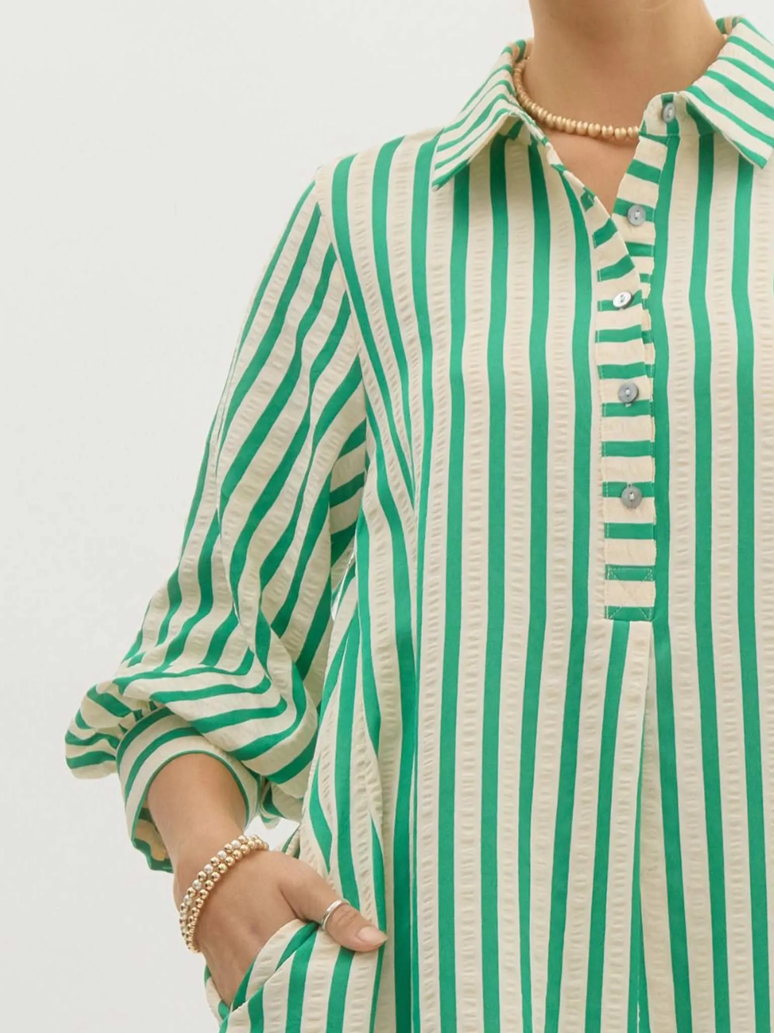 Striped Seersucker Pullover Mini Dress