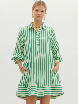 Striped Seersucker Pullover Mini Dress