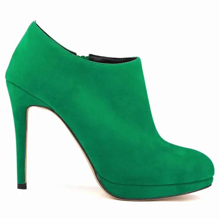 Suede High-End Round Head Zipper Ankle Boots