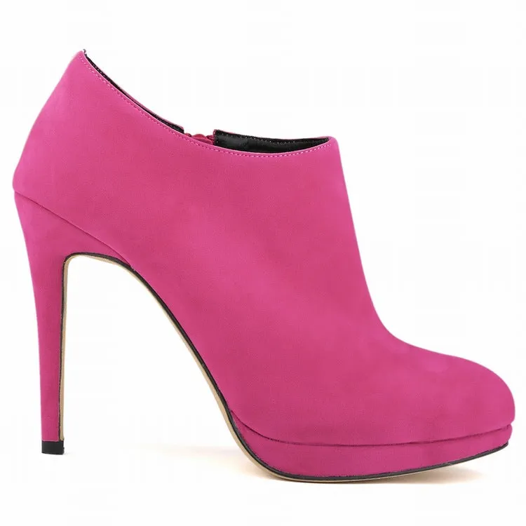 Suede High-End Round Head Zipper Ankle Boots