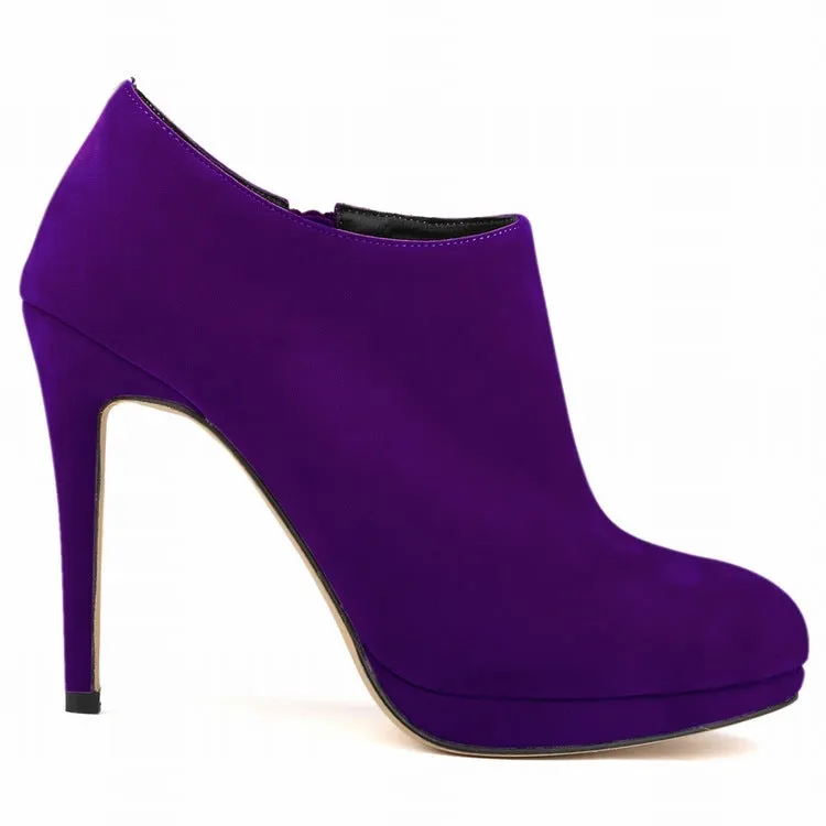 Suede High-End Round Head Zipper Ankle Boots