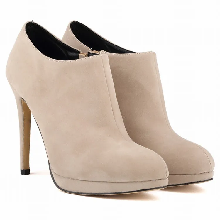Suede High-End Round Head Zipper Ankle Boots