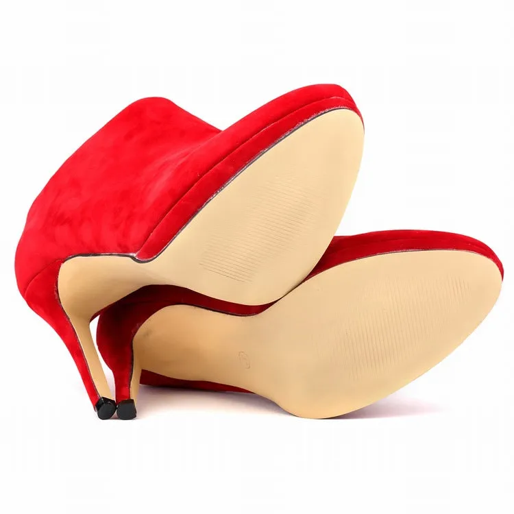 Suede High-End Round Head Zipper Ankle Boots