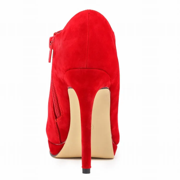 Suede High-End Round Head Zipper Ankle Boots