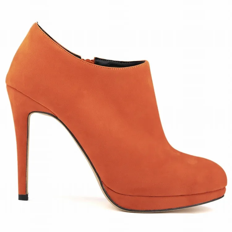 Suede High-End Round Head Zipper Ankle Boots