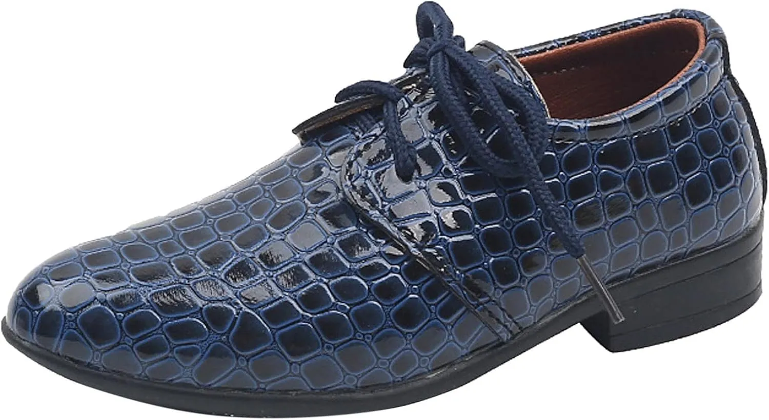 Toddler Boys Dress Shoes Kids Pointed Toe Low Heel Lace Up Oxfords Dance Party Stage Solid Dressy Comfy Leather Shoes