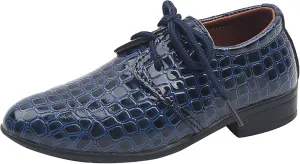 Toddler Boys Dress Shoes Kids Pointed Toe Low Heel Lace Up Oxfords Dance Party Stage Solid Dressy Comfy Leather Shoes
