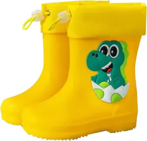 Toddler Dinosaur Rain Boots with Adjustable Buckle Baby Lightweight Non Slip Rainboots Kids Waterproof Boys' Snow Boots