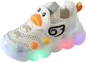 Toddler Girls Boys Light Up Sports Shoes Flashing Sneakers Lightweight Mesh Breathable Slip On Toddler Shoes