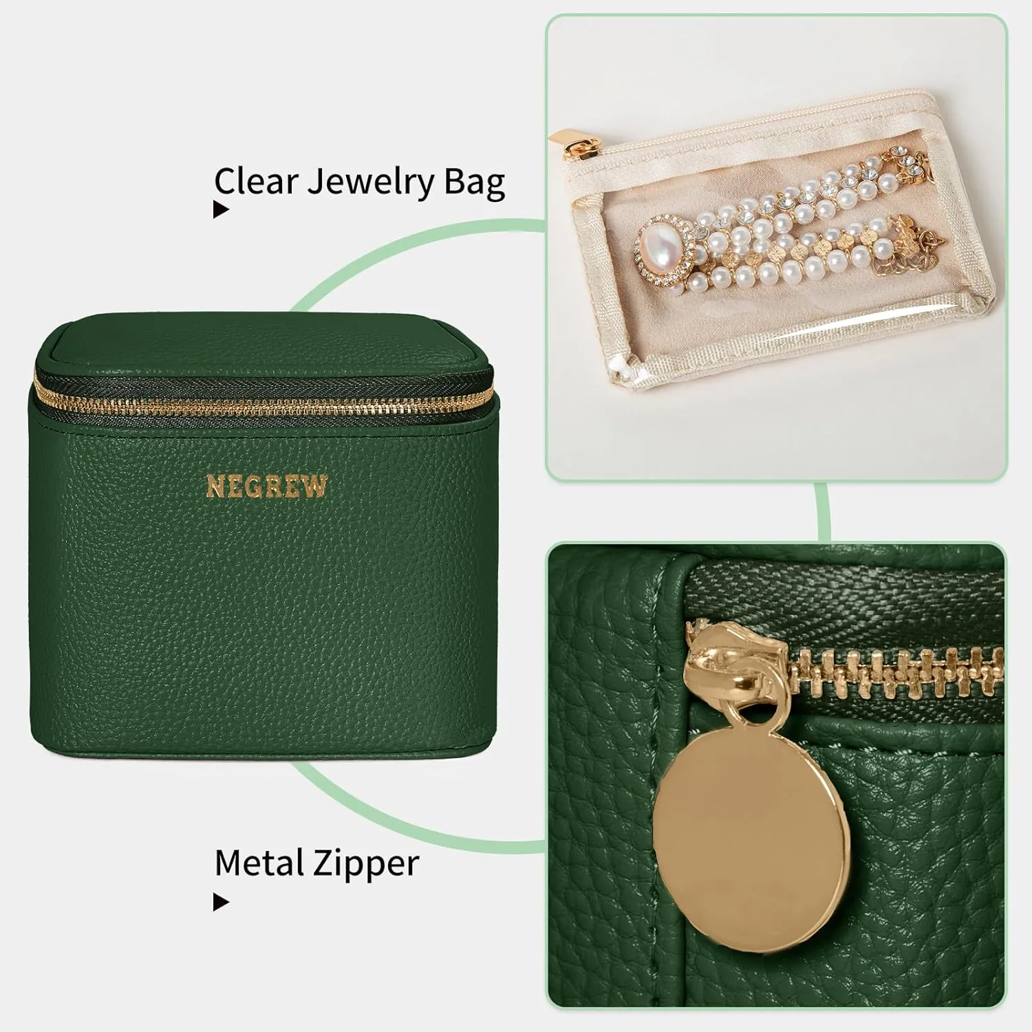 Travel Jewelry Box with 6 Pouches, Leather Jewelry Organizer Case for Women Girl for Necklace Earring Bracelet Ring, Jewelry Holder Organizer Box,Wedding Birthday Gift Idea