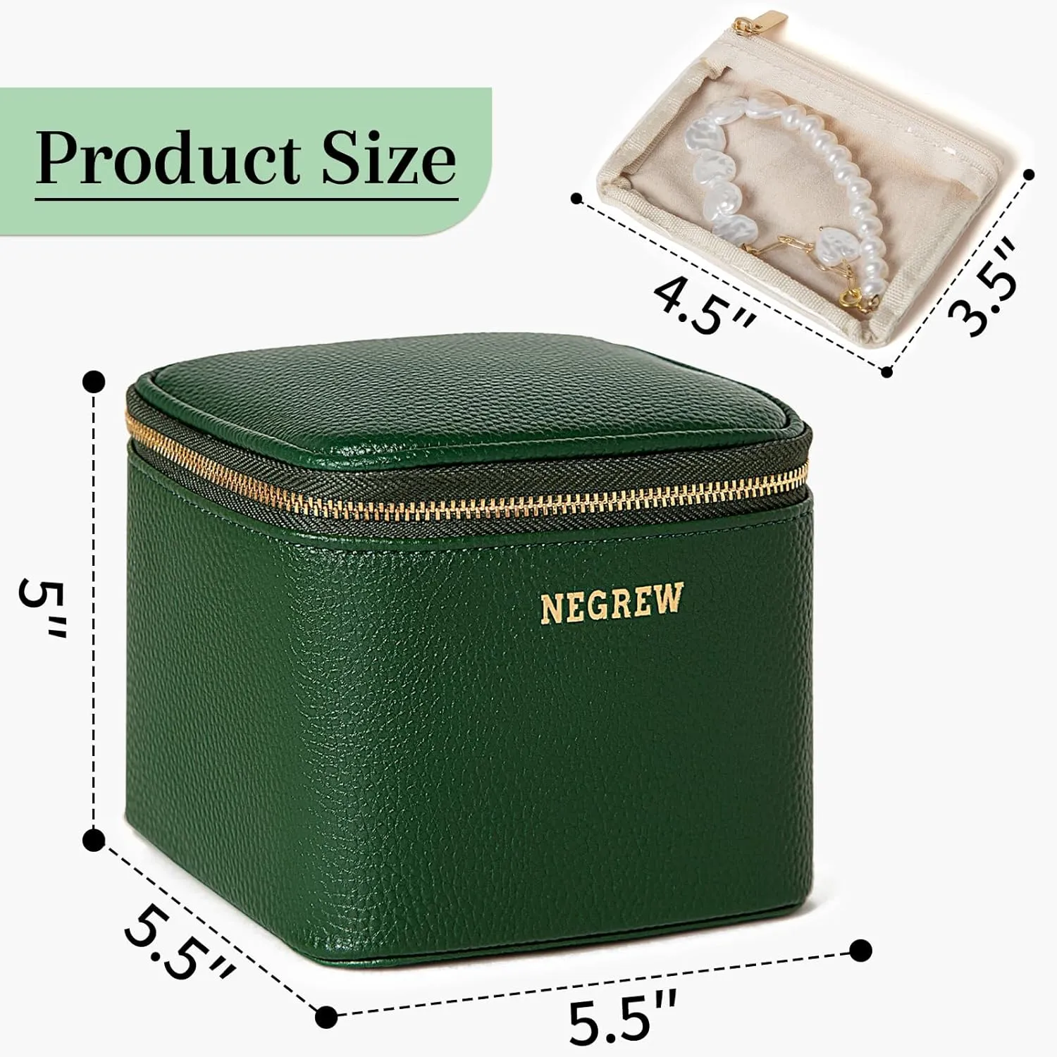 Travel Jewelry Box with 6 Pouches, Leather Jewelry Organizer Case for Women Girl for Necklace Earring Bracelet Ring, Jewelry Holder Organizer Box,Wedding Birthday Gift Idea