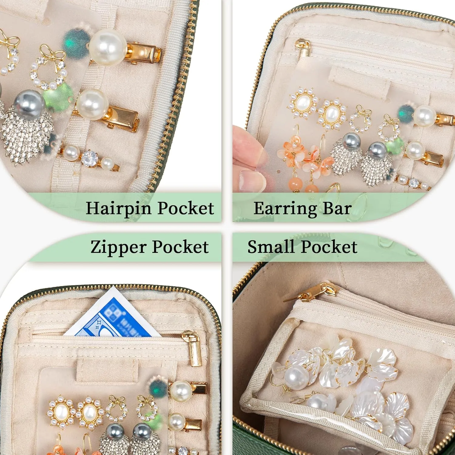 Travel Jewelry Box with 6 Pouches, Leather Jewelry Organizer Case for Women Girl for Necklace Earring Bracelet Ring, Jewelry Holder Organizer Box,Wedding Birthday Gift Idea