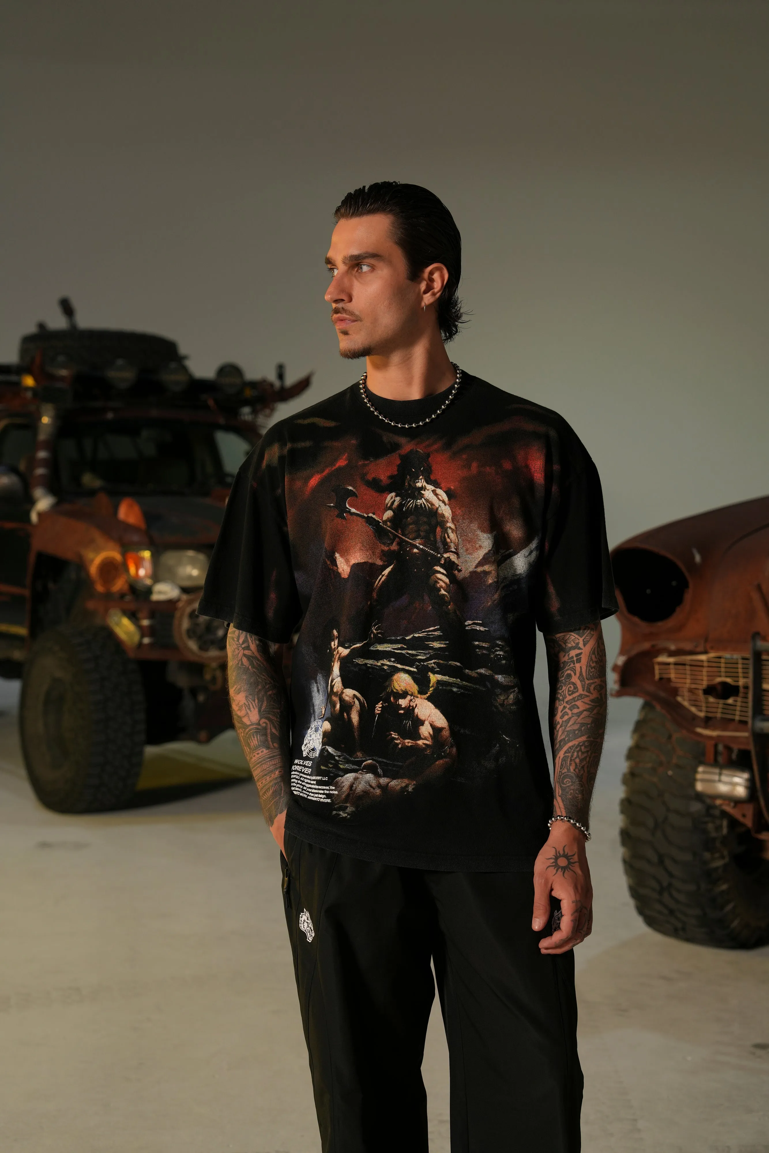 Victory Or Valhalla "Premium" Oversized Tee in Black
