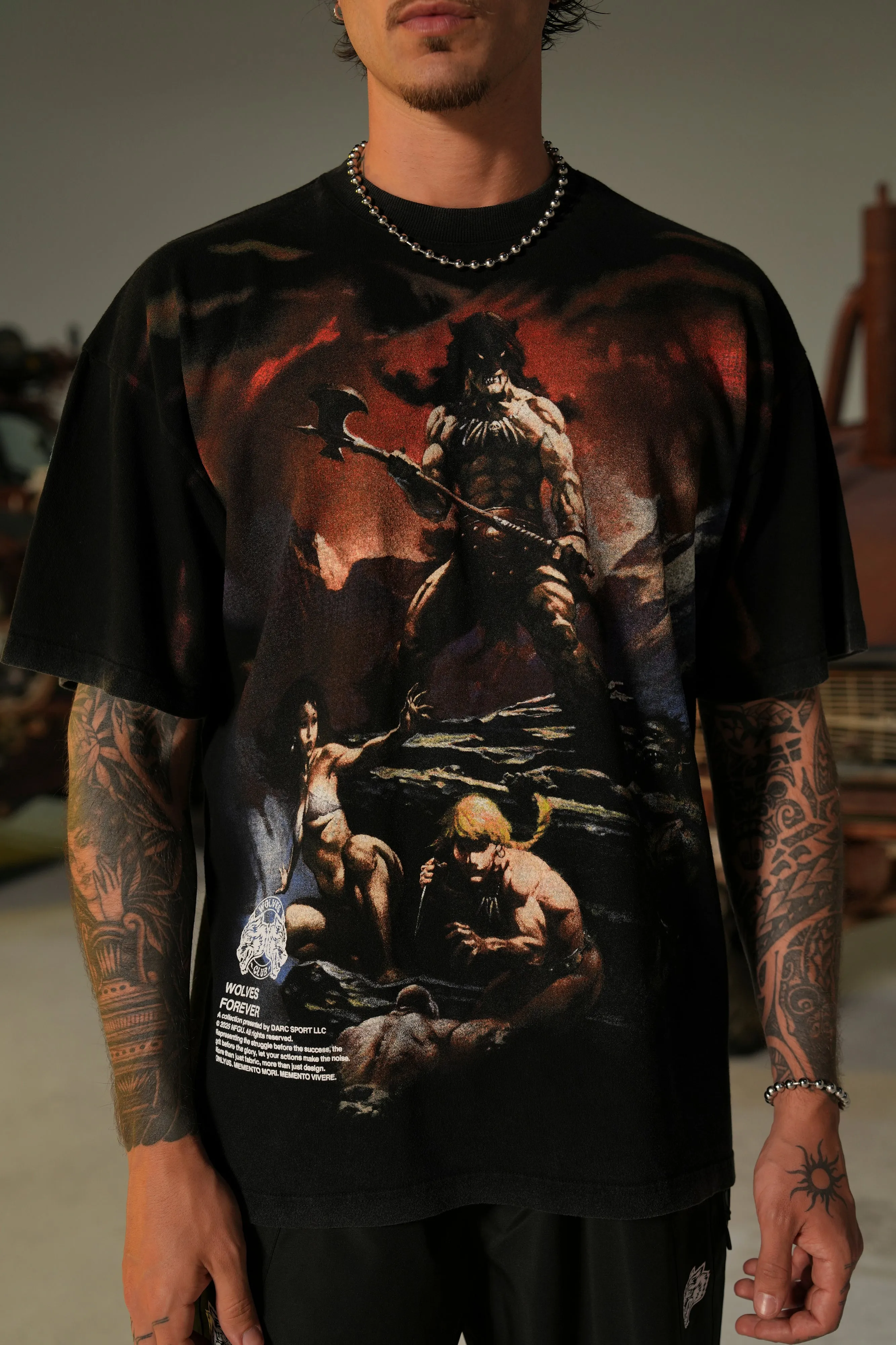 Victory Or Valhalla "Premium" Oversized Tee in Black